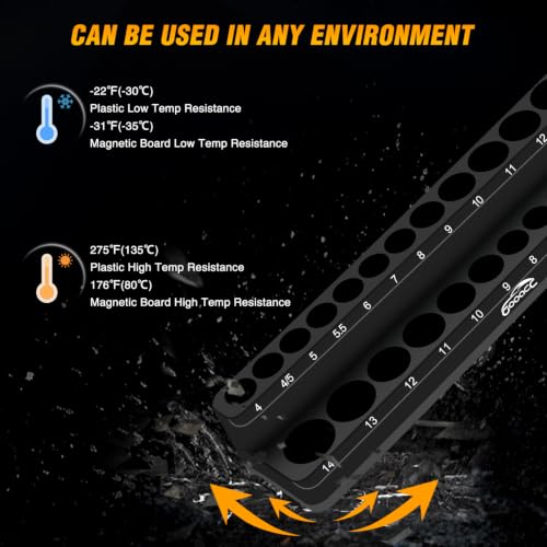 Image of GOOACC 3 PCS Magnetic Socket Organizer Set, Heavy Duty Metric Socket Organizer Tray 1 /4 inch 3 /8 inch 1 /2 inch Impact Drive Sockets Holds 75, Magnetic Socket Holder for Tool Box Drawer Chest Garage Storage,Black