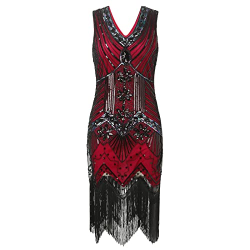 Robe de soirée bordeaux mi-longue à paillettes pour femme taille M