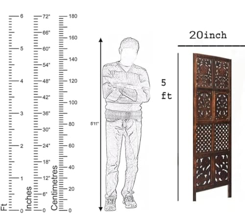 Image of Wooden Partition for Living Rooms Wall Dividers,Screen Separator Wall Divider for Hall Wall Panels for Living Room /Kitchen /Bedroom /Office /Restaurant (5-feet 4 Panel)
