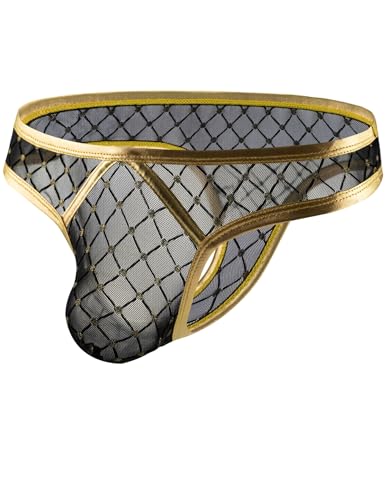 ohyeah Sheer Mesh Thong for Men Sexy Underwear Breathable Briefs Low Rise T-Back G-String Thongs Fits S-XL4