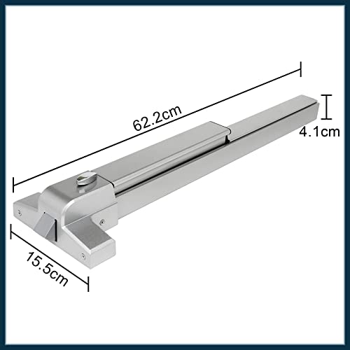Hardware Push Bar Door Push Bar Panic Exit Device with Exterior Lever, Commercial Emergency Exit Bar Aluminum Made Emergency Hardware Door Bar Lock with Roller Latch Emergency Panic Bars for Exit Door