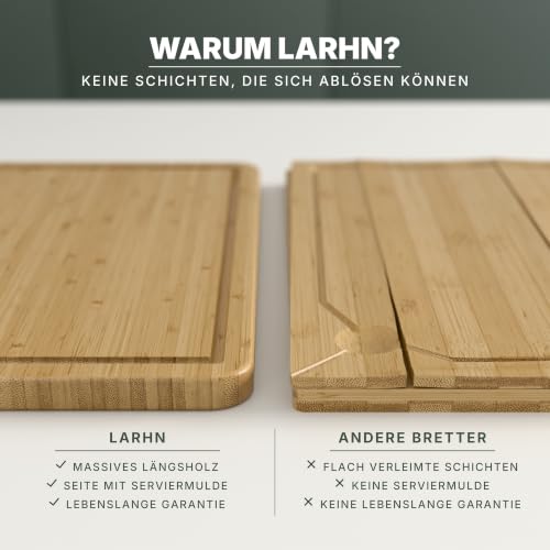 LARHN 2-in-1 Schneidebrett Holz & Serviertablett Bambus - 44x30x2 cm – Ansicht 6