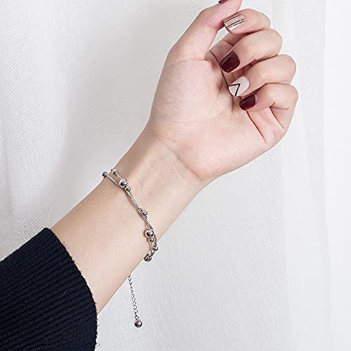 Meilanduo 925 Sterling Silver Two Layer Box Chain Bead Link Bracelet, Dual Purpose Of Anklet And Bracelet - Up To 11" Inch - For Women Girls Teens #TOP5