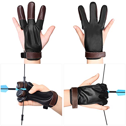 yeacher Luva de tiro com arco Luva de tiro com três dedos Proteção protetora para arco composto recu