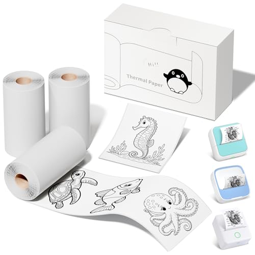 Image of Mini Sticker Printer with 9 Rolls of Self-Adhesive Paper, Sticker Maker Machine Bluetooth Portable Inkless Printpods Pocket Printer for Kids Study Notes, Anatomical Diagrams, Photos, Gift