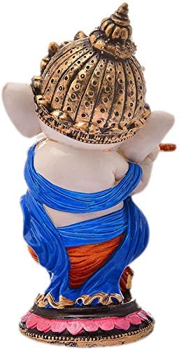 Image of DCreation StoreHandcrafted Resine Little Ganesh Sculpture | Showpiece for Home & Office Decor(Flute Ganesha)