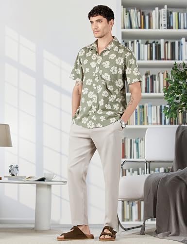 Image of Gap Men Regular Fit Floral Print Short Sleeves Collared Shirt