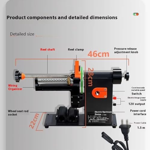 Electric Fishing Line Winder Spooler,with Adjustable Speed 0-300 RPM and 0-8kg Damping Brake, No Line Twist for Trolling Reel