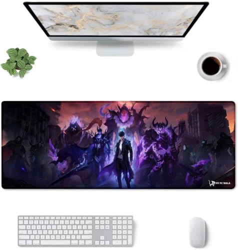 Image of MYPCWALA- Solo Leveling Jinwoo Desk Mat for Office & Gaming Waterproof, Anti-Slip Rubber Base, Scratch Resistant, Multi-Color Design for Students & Professionals (Long Large)