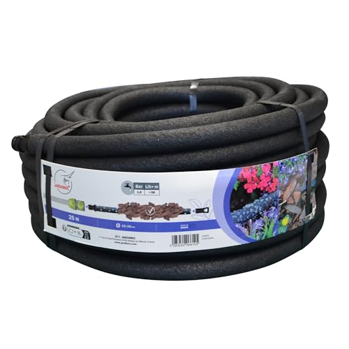 Jardibric - Kit Tuyau Poreux pour Arrosage 25 m - Débit 20 L/h/m à 1 Bar - Raccord Rapide et Bouchon Inclus
