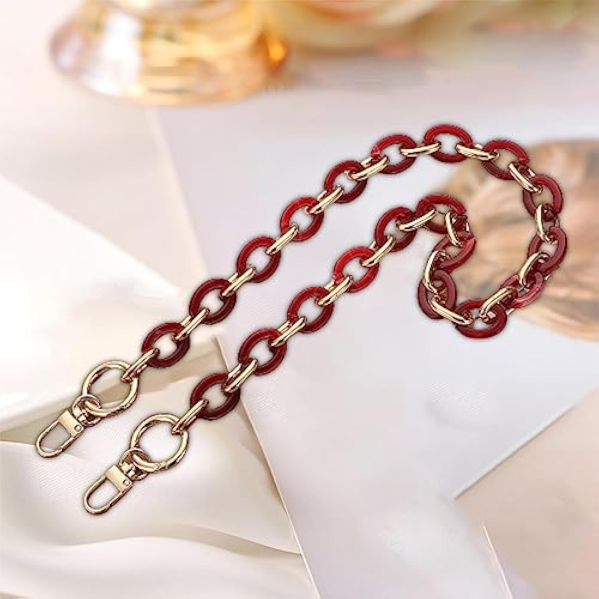 Acrylic Alloy Bag Chain Strap, Durable Replacement, Red