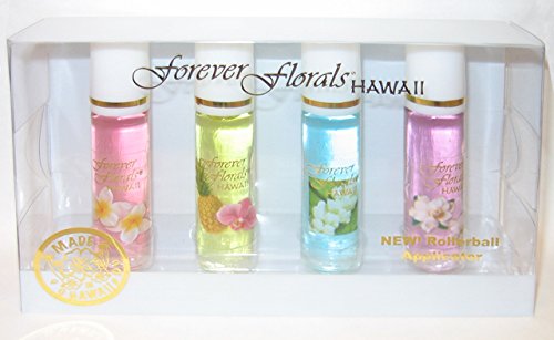 Forever Florals Hawaii Assorted 4-Pack Cologne Set with Rollerball Applicator
