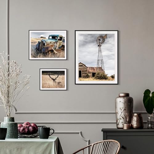 Farm-Pictures-Framed-Artwork-Decor-Rustic-Countryside-Scenes-and-Wildlife-Elk-Photo-Prints-Wall-Art-with-Frames-for-Bathroom-Living-Room-Office-3-Panels Farm Pictures Framed Artwork Decor Rustic Countryside Scenes and Wildlife Elk Photo Prints Wall Art with Frames for Bathroom Living Room Office 3 Panels