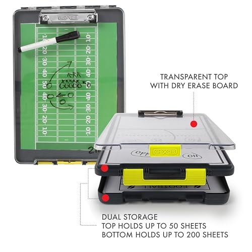 Image of Dexas Clearview Clipcase Clipboard, 13.75 x 9.5 in, Gray /Yellow. See Papers Clearly Outdoors, Stay Organized and Dry. Ideal for Coaching, Teaching, homeschooling, Art, Trades, and Medical pros.