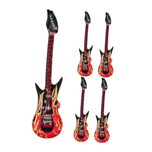Vaguelly 5piezas Juguete De Guitarra Inflable De PVC Accesorio De Guitarra para Fiestas De Rock para Decoración De Cumpleaños y Escenario De Entretenimiento
