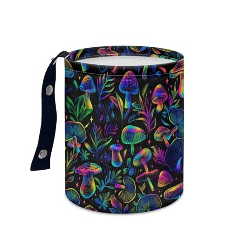 Image of Colorful Mushroom Car Garbage Can Small Trash Can with Leak Proof Inside Liner and Hanging Strap Car Organizer Portable Cars Essentials
