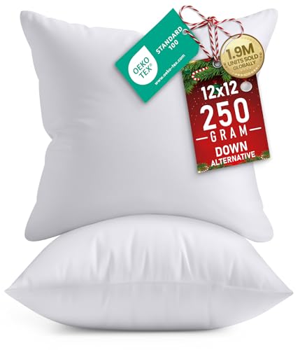 Utopia Bedding Throw Pillows Insert (Pack of 2, White) - 12 x 12 Inches Bed and Couch Pillows - Indoor Decorative Pillows