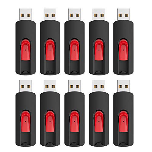 RAOYI USB-Speicherstick, einziehbar, USB 2.0, mit Reißverschluss, Rot, 10 Stück Rot rot 16GB Cover