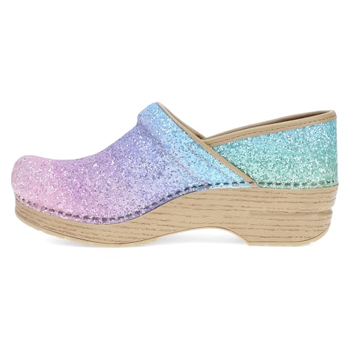 Image of Dansko Professional Glitter Slip-On Clogs for Women - Rocker Sole and Arch Support for Comfort - Shiny and Stylish Glitter Uppers