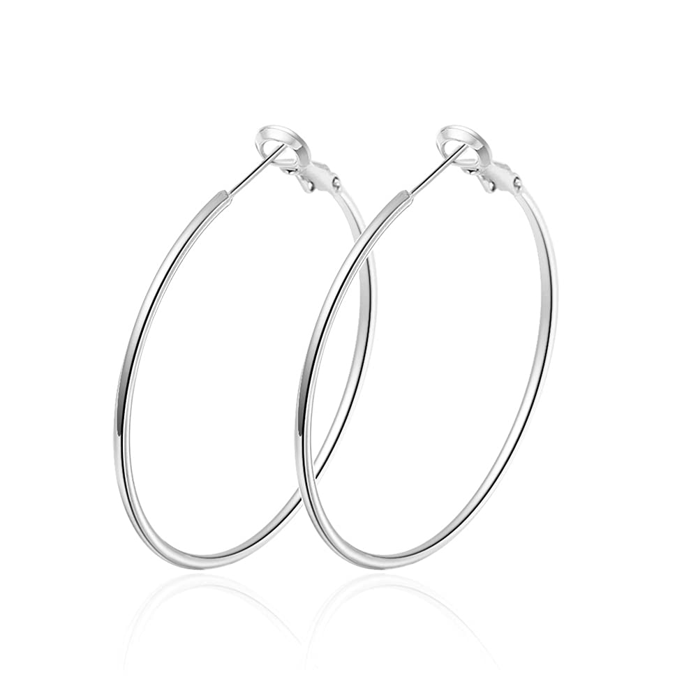 Hasnsofie 925 Sterling Silber Creolen für Damen - Hypoallergen Groß Huggie Ohrringe Set in 30, 40, 50mm