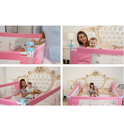 Barrera de cama plegable vertical de 180cm con deflector rosa anticaída 3