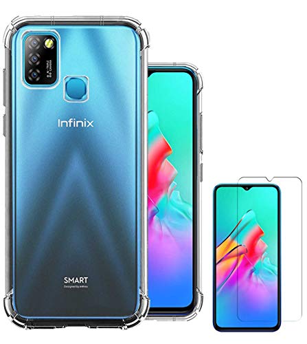 Image of Soft Flexible Silicone Back Cover (Infinix Smart 5, Transparent Case + Screen Guard)