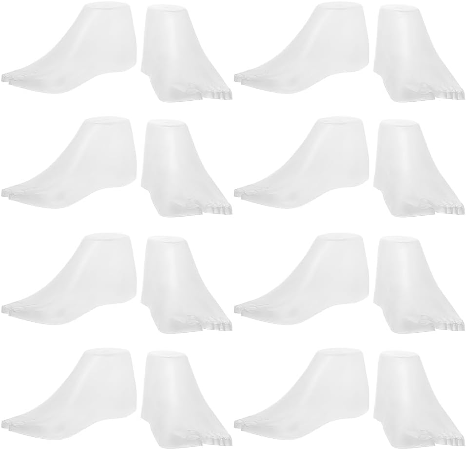 8 Pairs Plastic Foot Model, Clear Foot Model Display Shoes Supports Shaper 8.7x3.2 Inch Feet Form for Store and Home Use