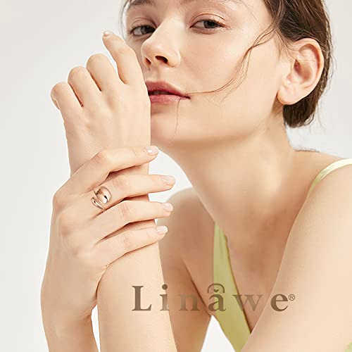Linawe Adjustable Chunky Rings for Women, 14K Gold/Rose Gold/Silver/Black Hug Ring, Thumb Knuckle Signet Infinity Wave Rings, Stacking Spoon Rings Western Hippie Gothic Jewelry3