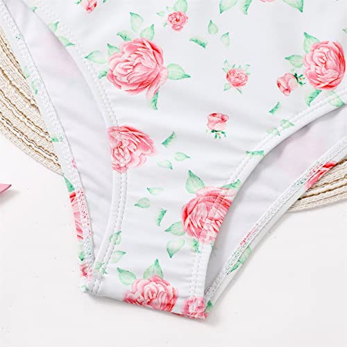 Little Girls Bathing Suits 2 Piece Kids Rose Print Bikini Set Sling Soft Swimsuit Swimwear 6 to 12 for Girls2