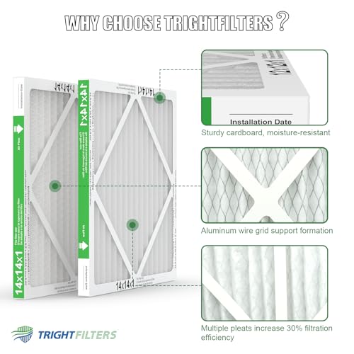 Image of TRIGHTFILTERS 14x14x1 Air Filter 4 Pack, MERV 8 Pleated Dust Defense Air Filters Replacement Air Conditioner HVAC AC Furnace Filter, Durable and Lightweight