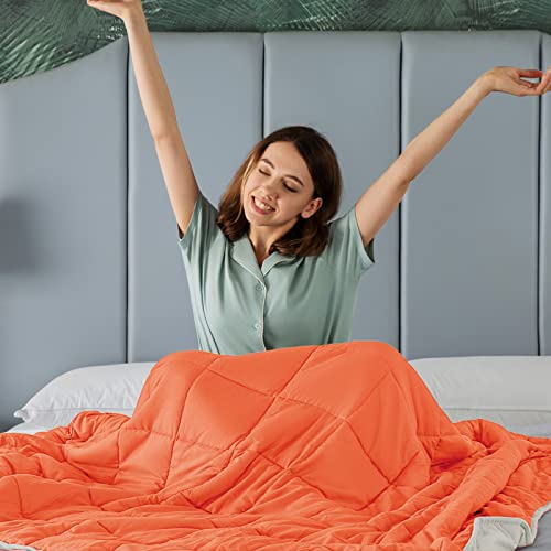 CYMULA Weighted Blanket for Adults (15lbs 48"x72" Twin Size) - Cooling Breathable Heavy Blankets for Summer Winter - Ultra Microfiber Soft Comfort Throw with Glass Beads - Gifts for Men/Women