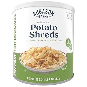 Augason Farms Dehydrated Potato Shreds Can – Gluten Free Dehydrated Survival Food with Long Shelf Life – Emergency Food Supply for Camping, Prep & Everyday Meals – 31 Servings