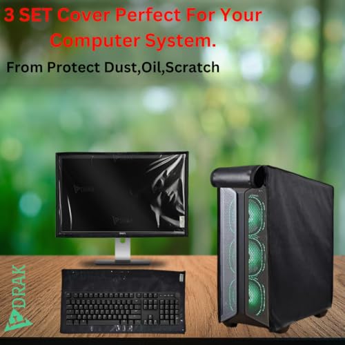 Image of EDRAK Computer Desktop 3 in 1 Dustproof Cover 3 Set Combo 19 INCH Monitor Cpu Keyboard Cover With Zipper(BLACK)