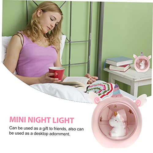 Lámpara de mesa de luz nocturna unicornio rosa miniatura 3