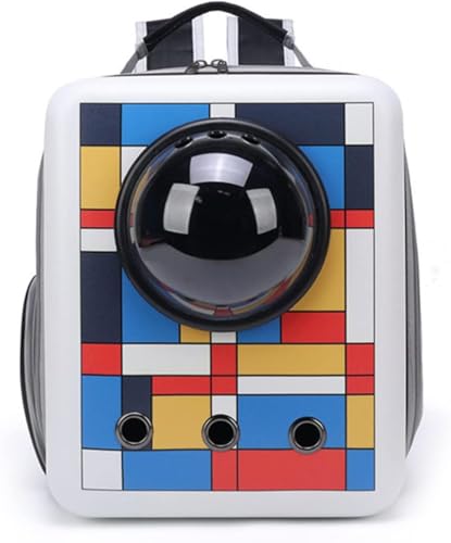 猫キャリー 宇宙船 ペットリュック キャリーバッグ カプセル型 犬 うさぎ 小動物 ペットキャリー 可愛い 軽量 耐荷重8Kg 通気性 大容量 透明ドーム取り外し可 マート付き 飛び出し防止 小型犬用 ドライブ 旅行 キャンピング/通院/散歩/電車移動 (