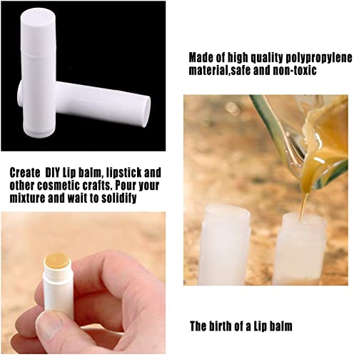 Hoiny Pack of 25 Empty Plastic Lipstick Tubes, reuseable Empty Lip Balm Container for DIY Homemade Lip Balm Refillable with Cap (White, 5 ml) - Image 7