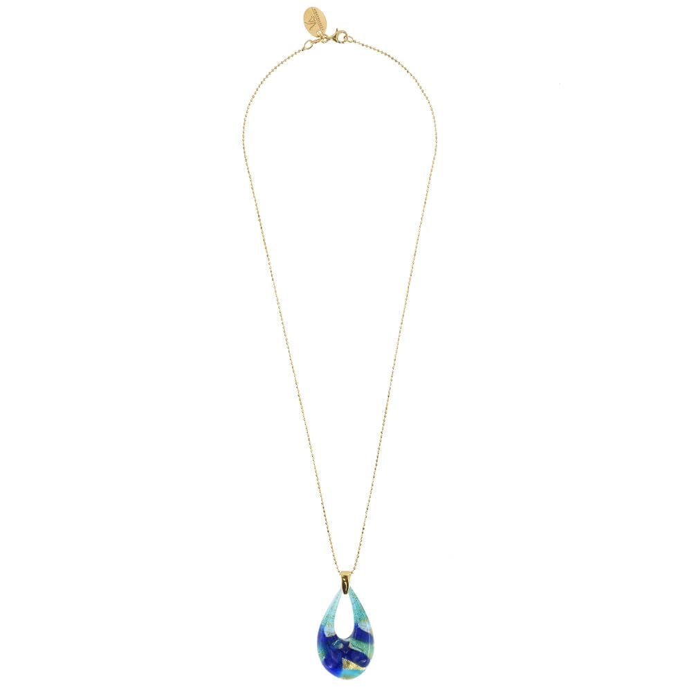Venetiaurum - Collana con Pendente a Goccia in Vetro Originale di Murano e Argento 925 - Gioiello made in Italy certificato