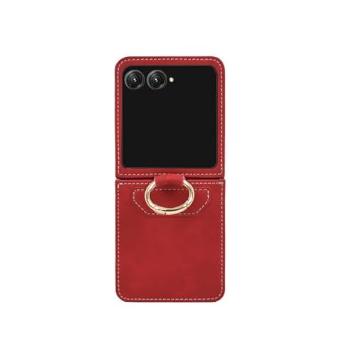 TRIPLE RIVER�EFor Razr 60 �P�[�X Razr60 Ultra �ϏՌ� �J�o�[ PU���U�[ �܂肽���݌^ ��̌^�����O�t�� �X�^���h�@�\ �X�g���b�v�� �V���v�� ������ ���g���[�� ���[�U�[60 / �E���g��(���b�h)
