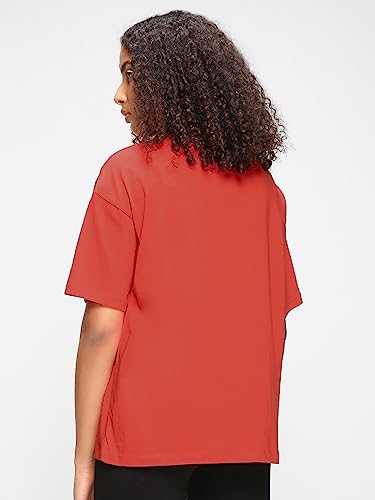 Image of Bewakoof Women's Solid Black Round Neck Short Sleeve Oversized Fit T-Shirt