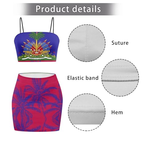 Image of Biyejit Women's 2 Piece Summer Outfits Spaghetti Strap Crop Tops and Bodycon Mini Skirt Dress Set Plus Size S-4XL