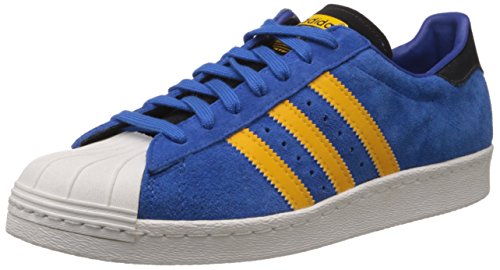 Image of adidas Originals Men's Superstar 80S Blue, White and Yellow Sneakers - 7 UK