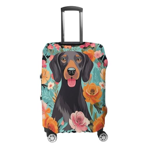 Dog Floral Luggage Cover, Washable Elastic Suitcase Cover Protector Fit 18-32 Inch Luggage4