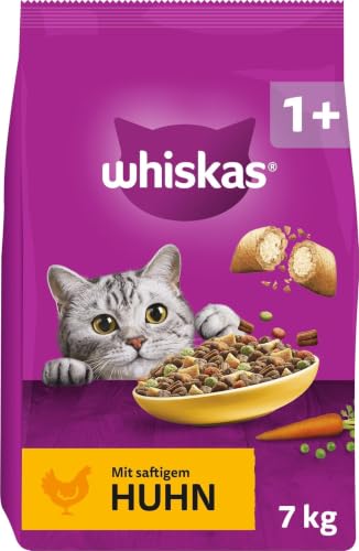 WHISKAS Trockenfutter für ausgewachsene Katzen 7kg mit Huhn