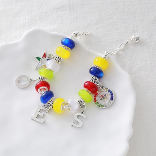 Order Eastern Star OES Bracelets Greek Soror Charms Beaded Masonic Club Members Gifts Jewelry3