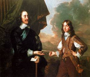 Peinture à l'huile Charles I et le Duc de York, toile de maître 76x91 cm