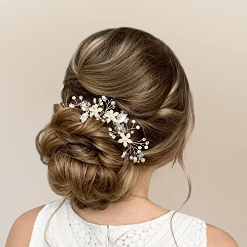 Sweetv Bridal Hair Comb Leaf Bride Wedding Hair Combs Flower Girls Bridal Hair Accessories Pearl Bridal Hair Piece Crystal Wedding Headpiece Bridesmaids Rhinestone Hair Accessory For Women And Girls #TOP7