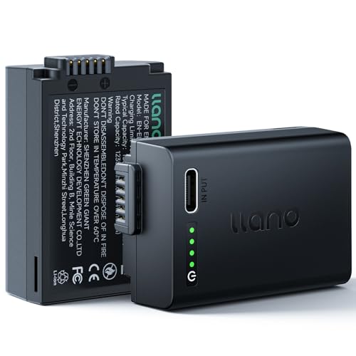 llano 2-Pack Aurora USB-C EN-EL25 Battery for Nikon Z50 II Z50 Z30 Z fc Camera Instant Power Display Fully decoded 1250mAh High Capacity