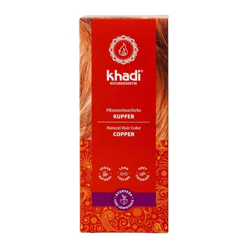 khadi KUPFER Pflanzenhaarfarbe - Haarfarbe Kupfergold bis Kupferrot - Naturhaarfarbe 100% pflanzlich & natürlich - Zertifizierte Naturkosmetik - 100g