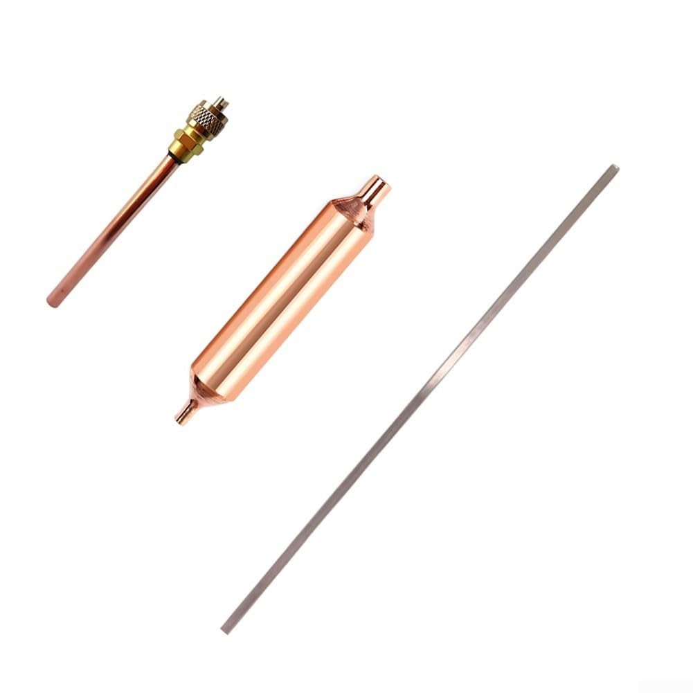 HVAC 3-in-1 Kit di strumenti filtro essiccatore, filtro frigorifero essiccatore macchina per ghiaccio strumenti di manutenzione valvola di servizio e asta di saldatura in rame fosforoso (1