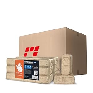HEIZFUXX Holzbriketts RUF Original Blue - Weichholzbriketts Palette 20 kg (2x10 kg) - Premium Briketts für Kamin, Heizkessel & Ofen - Hoher Heizwert, geringer Aschegehalt & maximale Energieausbeute